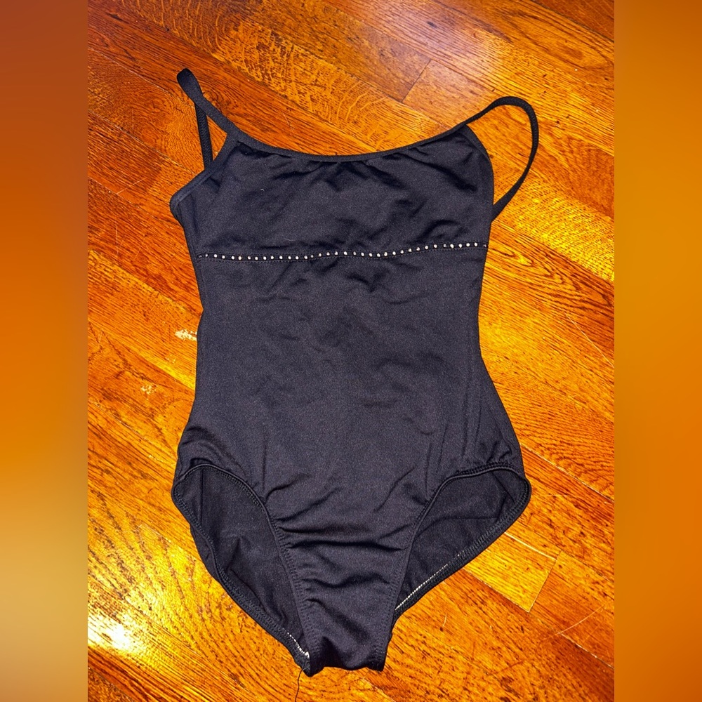 Black Motionwear Camisole Leotard with Rhinestones - Medium Adult